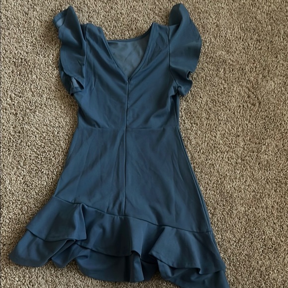 Blue Ruffle Sleeve Dress - Picture 2 of 3